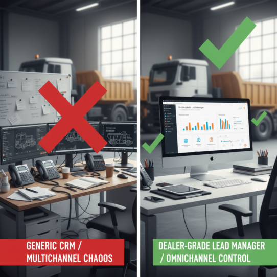 Comparison of generic CRM chaos vs. dealer-grade lead manager for centralizing industrial vehicle leads
